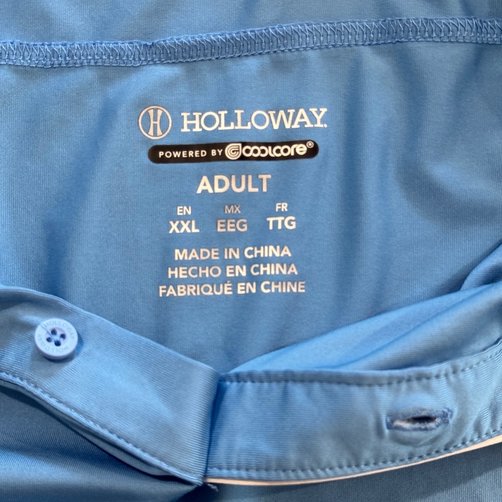 Holloway Coolcore Polo Shirt XXL Light Blue Short Sleeve Athletic White Piping - Picture 4 of 15